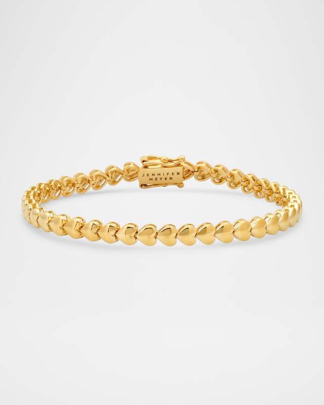 18K Yellow Gold Heart Tennis Bracelet
